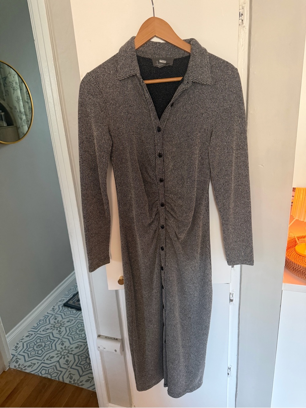 Anthropologie Long Sleeve Button-Front Midi Dress